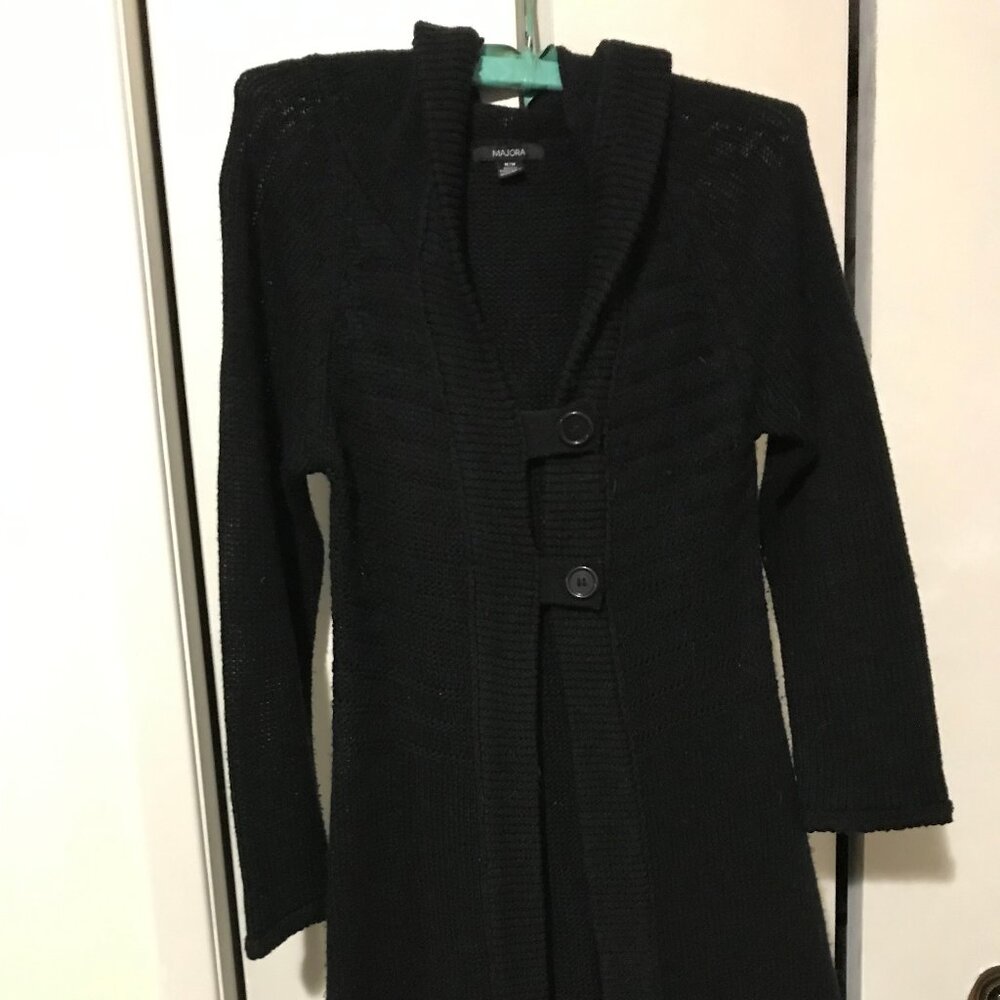 Majora Ladies Black Sweater Coat Size Medium